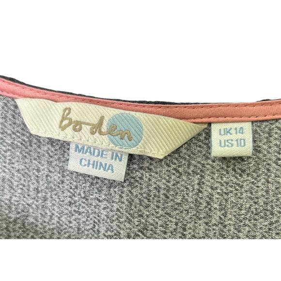 Boden Gray Polka Dot Floral 3/4 Sleeve Flowy Blouse Size 10 - Picture 4 of 5